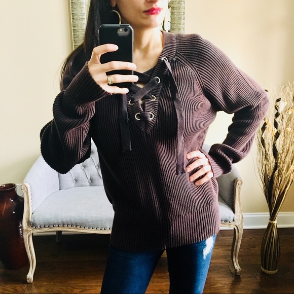 ✨NEW✨ Lace-up V-Neck Sweater - Picture 3 of 8